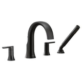 Doux 2-Handle Deck Mount Roman Tub Faucet Trim Kit with Hand shower in Chrome (Valve Sold Separately)