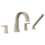 Doux 2-Handle Deck Mount Roman Tub Faucet Trim Kit with Hand shower in Chrome (Valve Sold Separately)