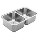 Moen - 1800 Series 31.75-inch 18 Gauge Undermount Double Bowl Stainless Steel Kitchen Sink - Satin Stainless