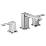 Moen - 90 Degree Two-Handle Widespread Modern Bathroom Faucet, Valve Required, Chrome - Chrome