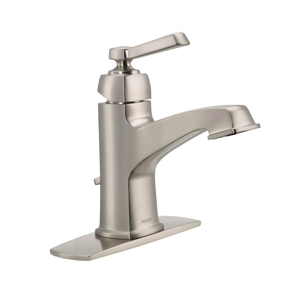 Moen - Boardwalk 1-Handle Bathroom Sink Faucet in Spot Resist Brushed Nickel - Spot Resist Brushed Nickel