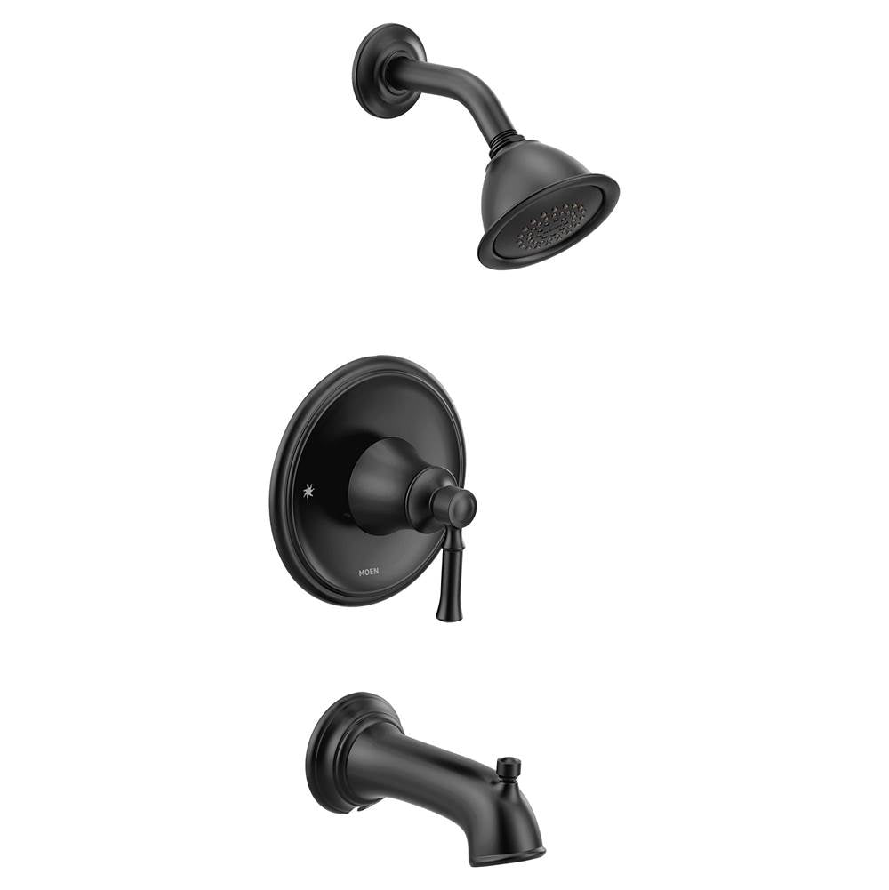 Moen - Dartmoor Posi-Temp 1-Handle Tub and Shower Faucet Trim Kit in Matte Black (Valve Not Included) - Matte Black