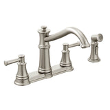 Moen - Belfield Traditional Two Handle High Arc Kitchen Faucet with Side Spray, Spot Resist Stainless - Spot Resist Stainless