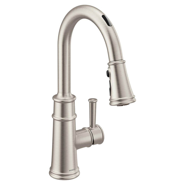 Moen - Belfield Smart Faucet Touchless Pull Down Sprayer Kitchen Faucet with Voice Control and Power Boost, Spot Resist Stainless - Spot Resist Stainless
