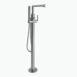 Moen - Arris One-Handle Modern Freestanding Floor Mount Tub Filler with Handshower, Chrome - Chrome
