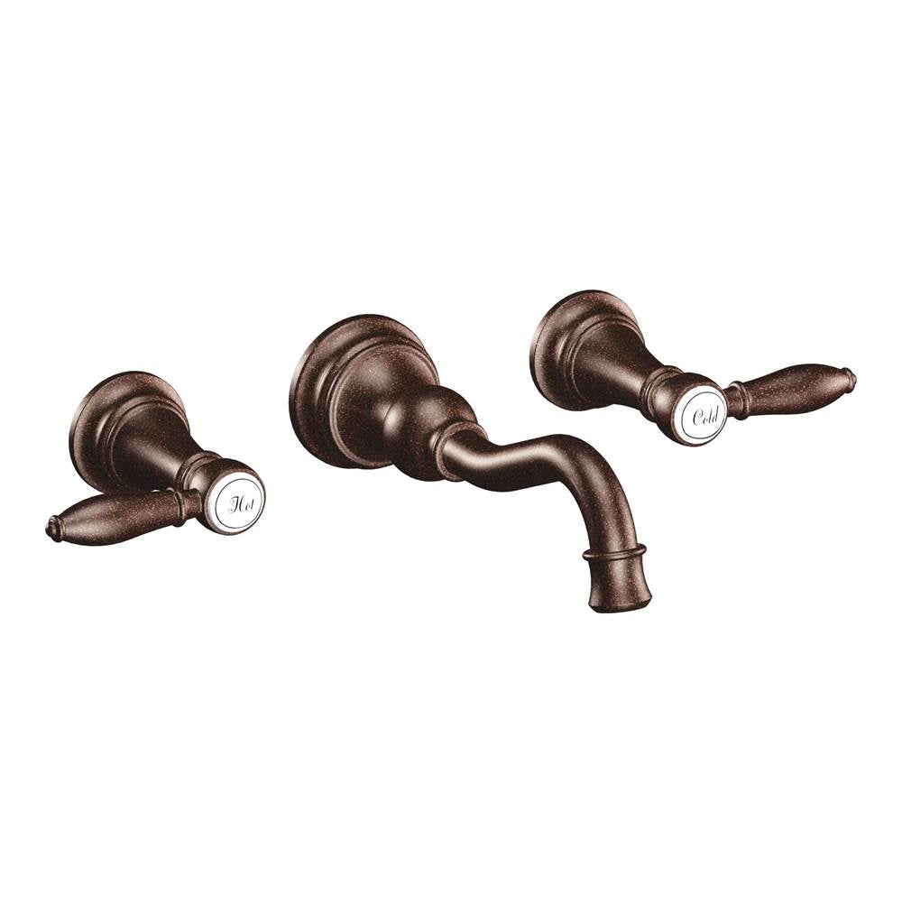 Moen - Weymouth 2-Handle Wall Mount High Arc Bathroom Faucet in Oil Rubbed Bronze (Valve Sold Separately) - Oil Rubbed Bronze