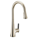 Moen - Sinema Single-Handle Pull-Down Sprayer Kitchen Faucet with Power Clean and 2 Handle Options in Polished Nickel - Polished Nickel