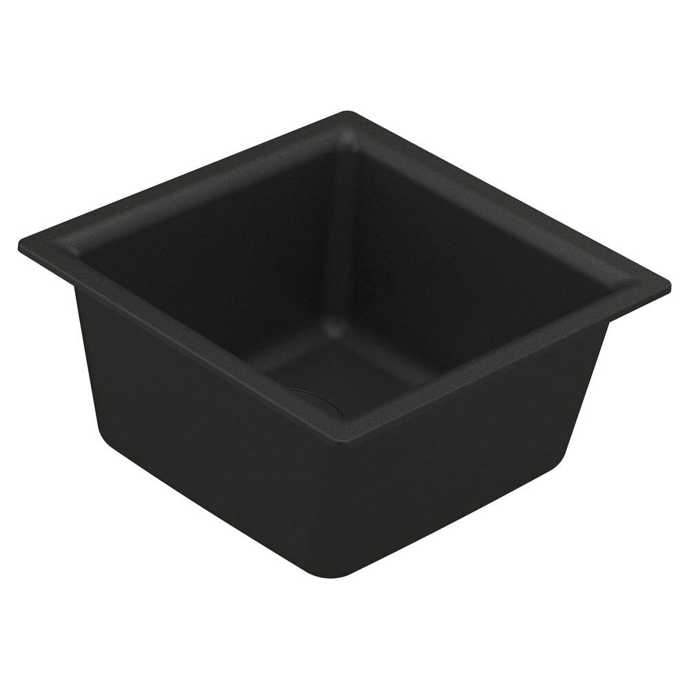 Moen - 15.75-Inch Wide x 7-Inch Deep Dual Mount Granite Single Bowl Kitchen or Bar Sink, Black - Black