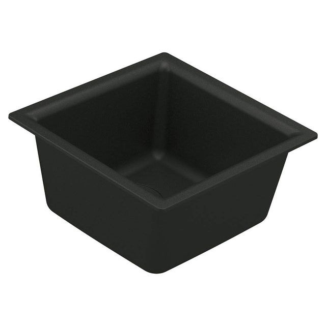 Moen - 15.75-Inch Wide x 7-Inch Deep Dual Mount Granite Single Bowl Kitchen or Bar Sink, Black - Black
