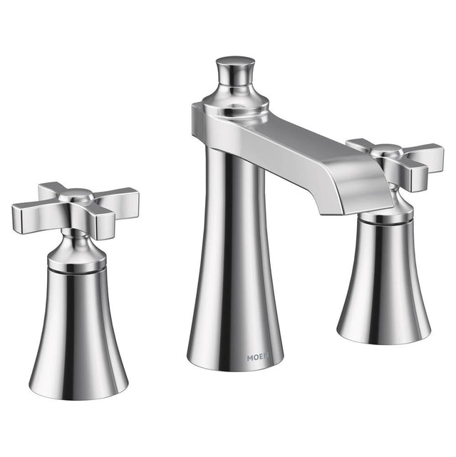 Moen - Flara 8 in. Widespread 2-Handle High-Arc Bathroom Faucet Trim Kit in Chrome (Valve Sold Separately) - Chrome