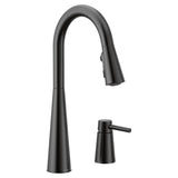 Moen - Sleek Single-Handle Standard Kitchen Faucet with Side Sprayer in Matte Black - Matte Black
