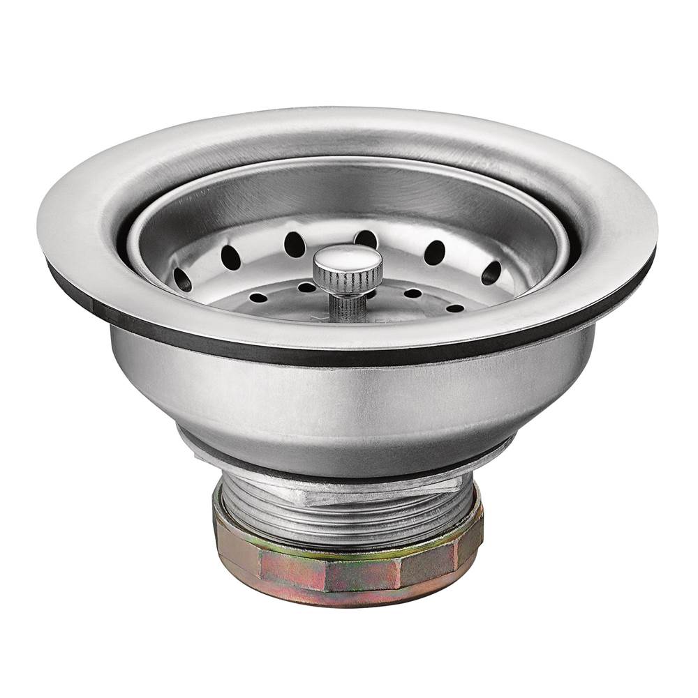 Moen - 3-1/2 Inch Kitchen Sink Stainless Steel Basket Strainer with Drain Assembly, Stainless - Stainless