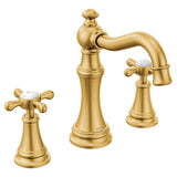 Moen - Weymouth Two-Handle Widespread Cross Handle Bathroom Faucet Trim Kit, Valve Required, Brushed Gold - Brushed Gold