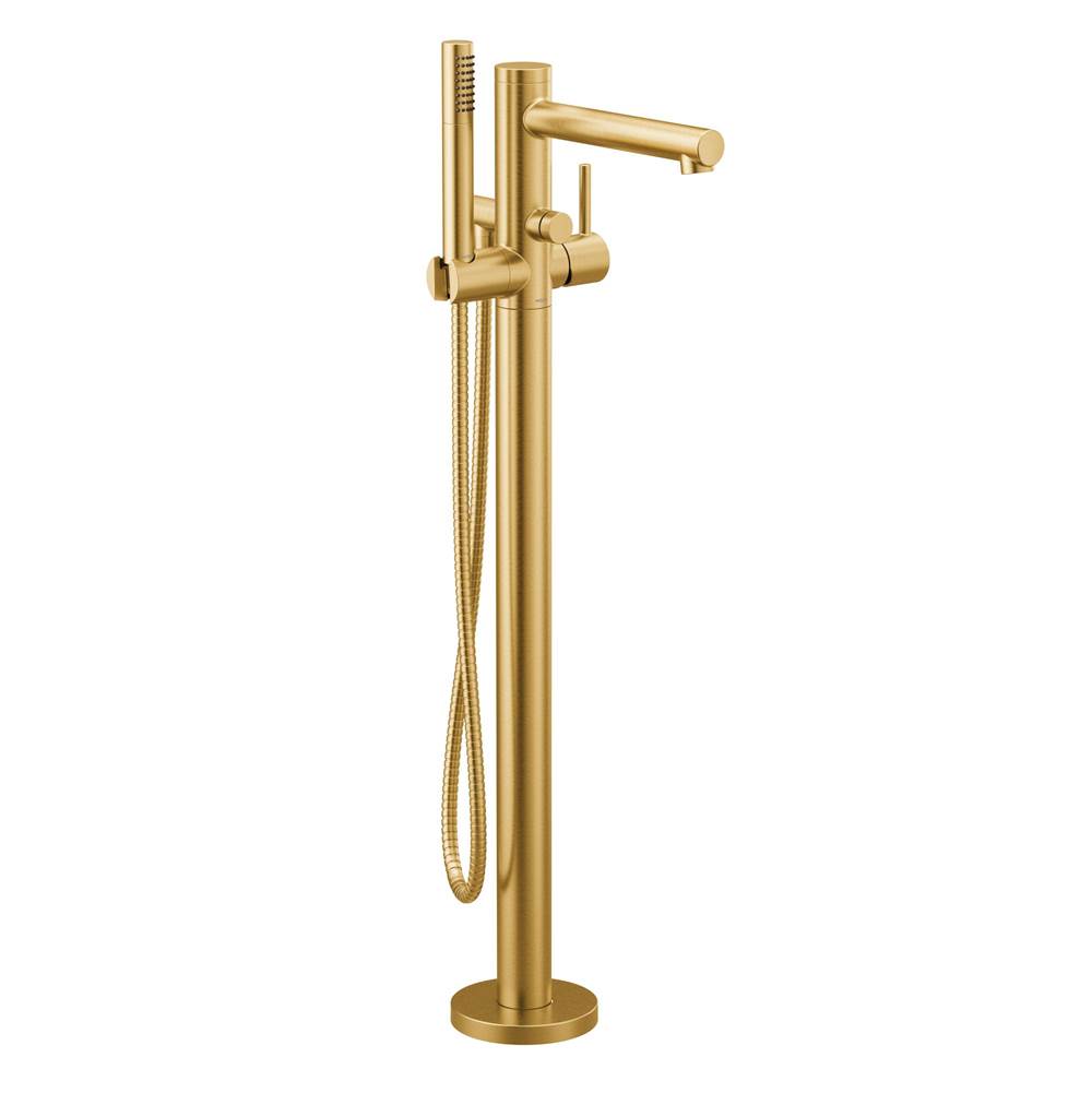 Moen - Align One-Handle Freestanding Floor Mount Tub Filler with Handshower, Brushed Gold - Brushed Gold