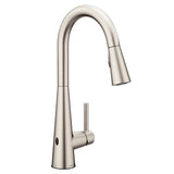 Moen - Sleek Motionsense Wave Sensor Touchless One-Handle High Arc Pulldown Modern Kitchen Faucet Featuring Power Clean, Spot Resist Stainless - Spot Resist Stainless