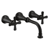 Moen - Colinet Traditional Cross Handle Wall Mount Bathroom Faucet Trim, Valve Required, in Matte Black - Matte Black