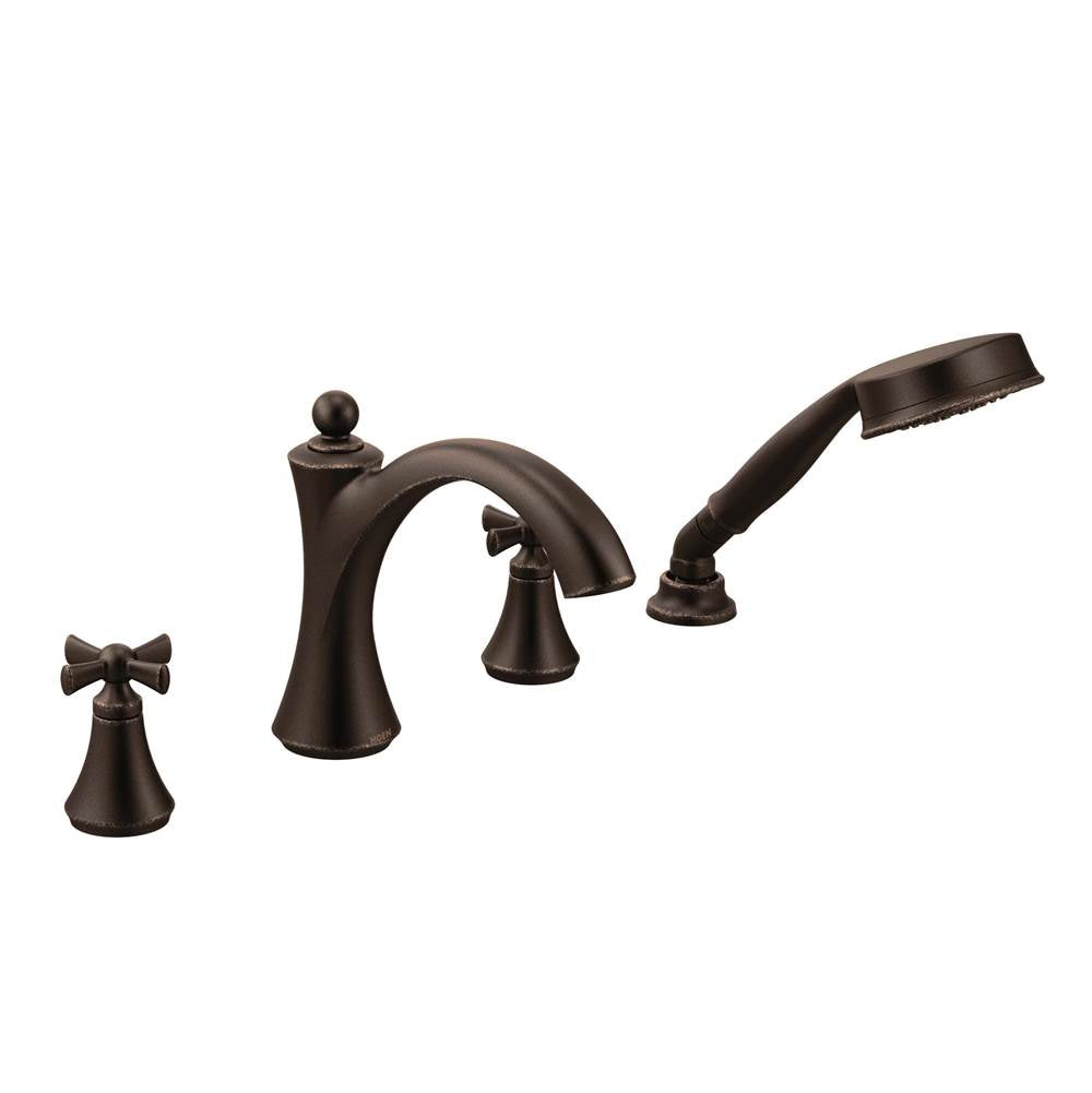 Moen - Wynford 2-Handle Deck-Mount Roman Tub Faucet with Handshower in Oil Rubbed Bronze - Oil Rubbed Bronze
