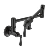 Moen - Traditional Wall Mount Swing Arm Folding Pot Filler Kitchen Faucet, Matte Black - Matte Black