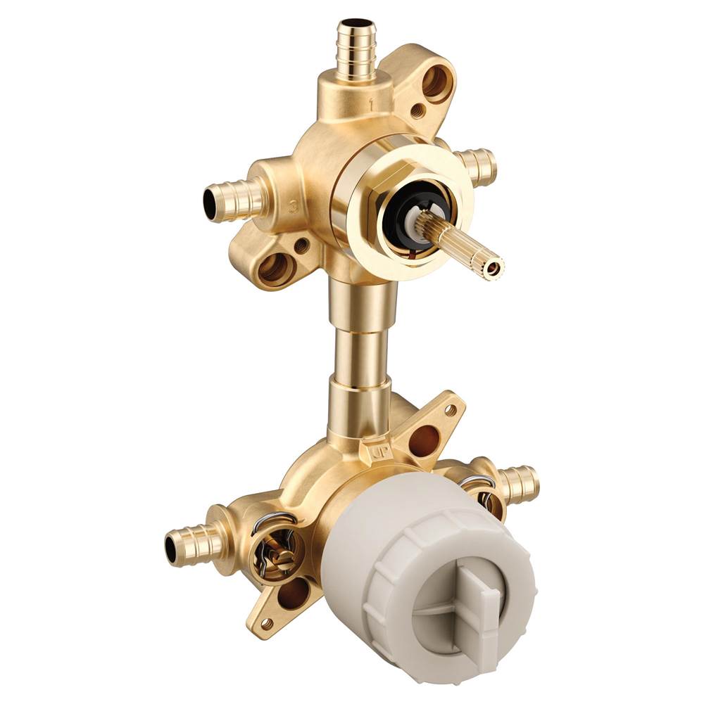 Moen - M-CORE 3-Series Mixing Valve with 2 or 3 Function Integrated Transfer Valve with Crimp Ring PEX Connections and Stops - Unfinished