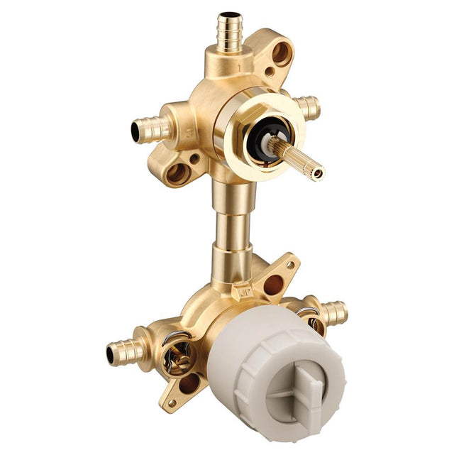 Moen - M-CORE 3-Series Mixing Valve with 2 or 3 Function Integrated Transfer Valve with Crimp Ring PEX Connections and Stops - Unfinished