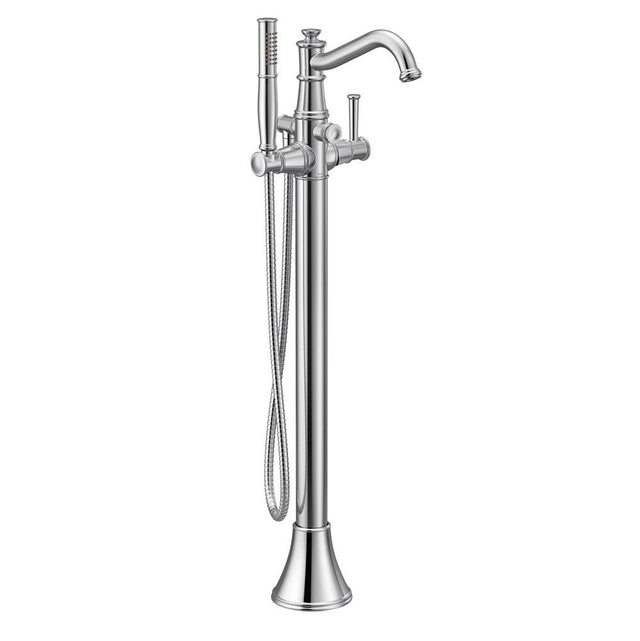 Moen - Belfield One-Handle Freestanding Floor Mount Tub Filler with Handshower, Chrome - Chrome