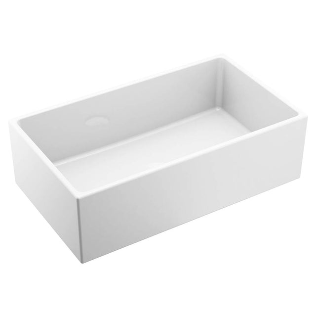 Moen - White Fireclay 30 in. Single Bowl Farmhouse Apron Front Kitchen Sink - White