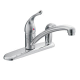 Moen - Chateau One-Handle Low-Arc Kitchen Faucet with Side Sprayer in Deck, Chrome - Chrome