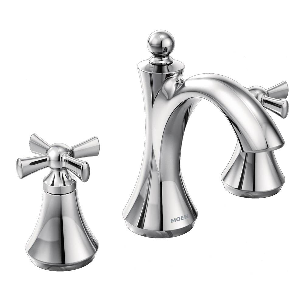 Moen - Wynford 8 in. Widespread 2-Handle High-Arc Bathroom Faucet with Cross Handles in Chrome (Valve Sold Separately) - Chrome