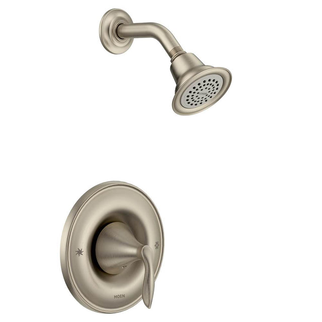 Moen - Eva Single-Handle Posi-Temp Trim Kit with Eco-Performance Showerhead in Brushed Nickel (Valve Sold Separately) - Brushed Nickel