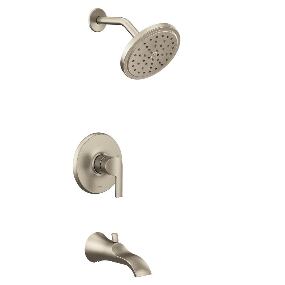 Moen - Doux M-CORE 2-Series Eco Performance 1-Handle Tub and Shower Trim Kit in Brushed Nickel (Valve Sold Separately) - Brushed Nickel