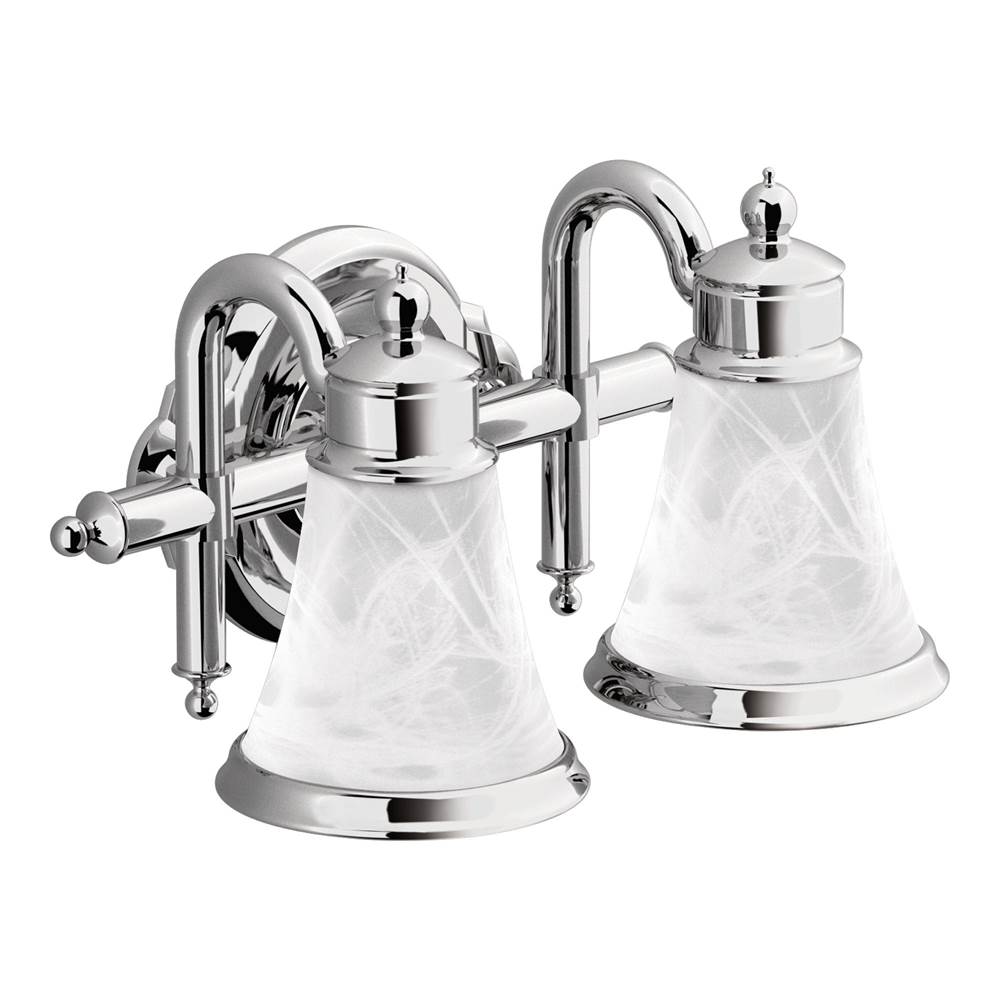 Moen - Waterhill 2-Light Dual-Mount Bath Bathroom Vanity Fixture with Frosted Glass, Chrome - Chrome