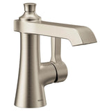Moen - Flara One-Handle Single Hole Bathroom Faucet with Drain Assembly, Brushed Nickel - Brushed Nickel