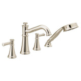 Moen - Belfield 2-Handle Deck-Mount Roman Tub Faucet with Handshower in Polished Nickel (Valve Sold Separately) - Polished Nickel