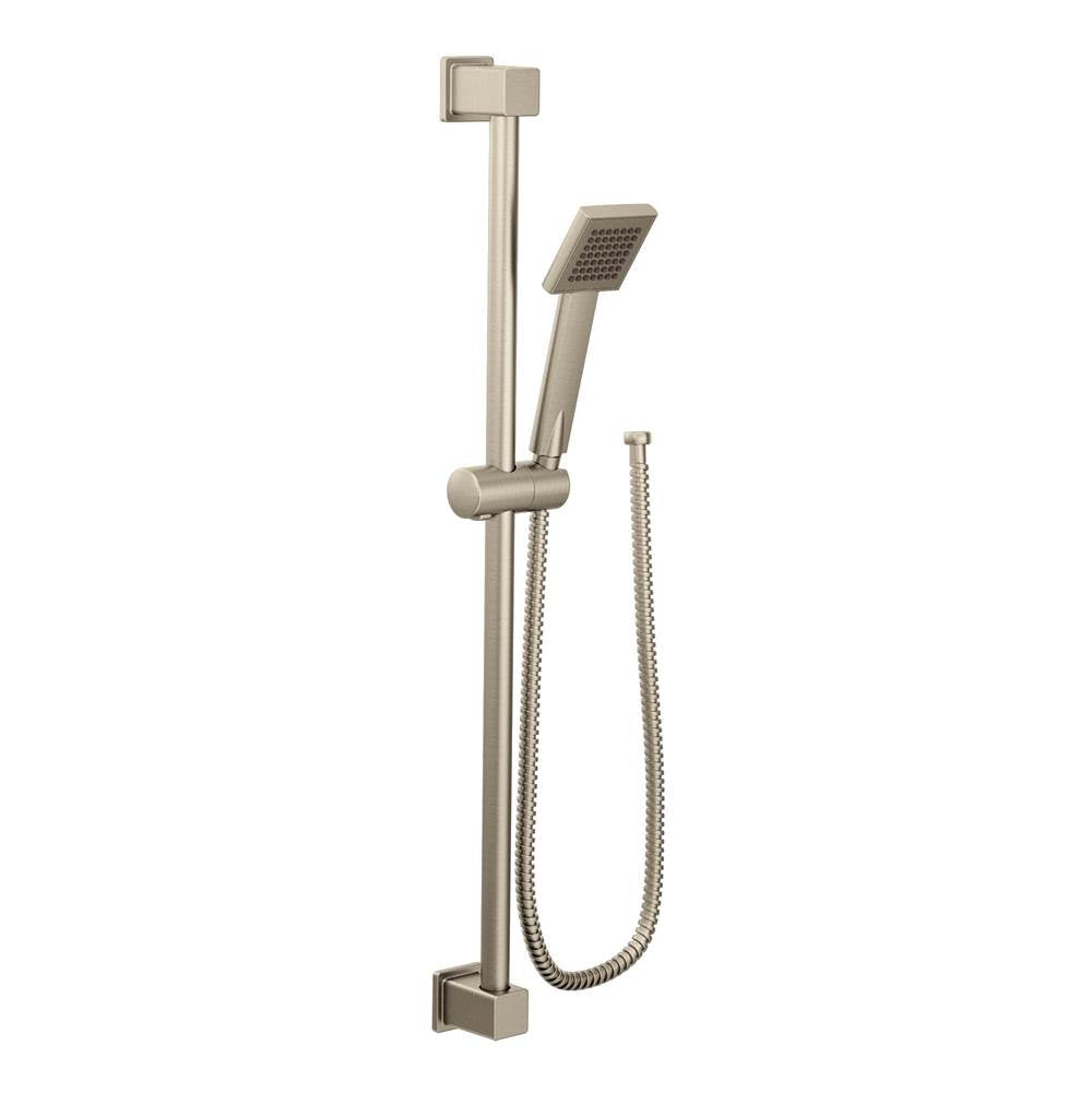 Moen - 90 Degree Modern Eco-Performance Handshower Handheld Shower with 30-Inch Slide Bar and 69-Inch Metal Hose, Brushed Nickel - Brushed Nickel