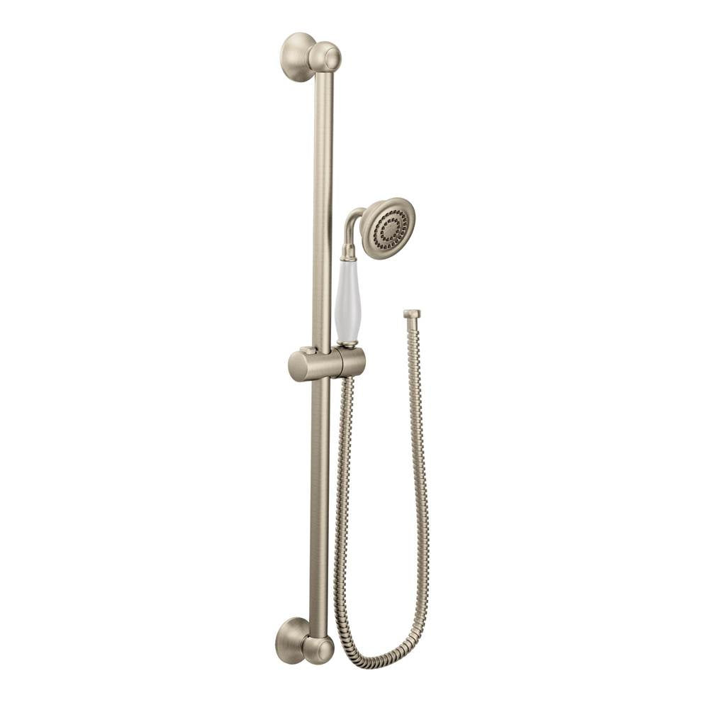 Moen - Weymouth Traditional Eco-Performance Handshower Handheld Shower with 30-Inch Slide Bar and 69-Inch Metal Hose, Brushed Nickel - Brushed Nickel