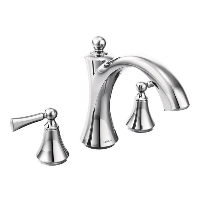 Moen - Wynford 2-Handle Deck-Mount High-Arc Roman Tub Faucet Trim Kit with Lever Handles in Chrome (Valve Sold Separately) - Chrome