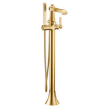 Moen - Flara One-Handle Freestanding Floor Mount Tub Filler with Handshower, Brushed Gold - Brushed Gold