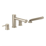 Moen - Align 2-Handle Deck Mount Roman Tub Faucet Trim Kit with Hand shower in Brushed Nickel (Valve Sold Separately) - Brushed Nickel