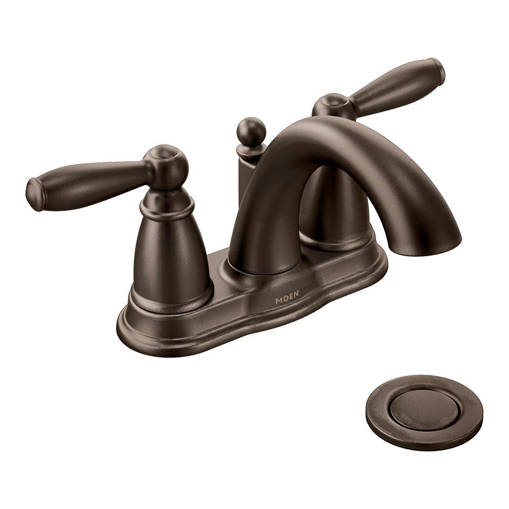 Moen - Brantford Two-Handle Low Arc Centerset Bathroom Faucet with Drain Assembly, Oil Rubbed Bronze - Oil Rubbed Bronze