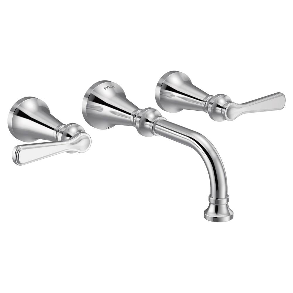 Moen - Colinet Traditional Lever Handle Wall Mount Bathroom Faucet Trim, Valve Required, in Chrome - Chrome