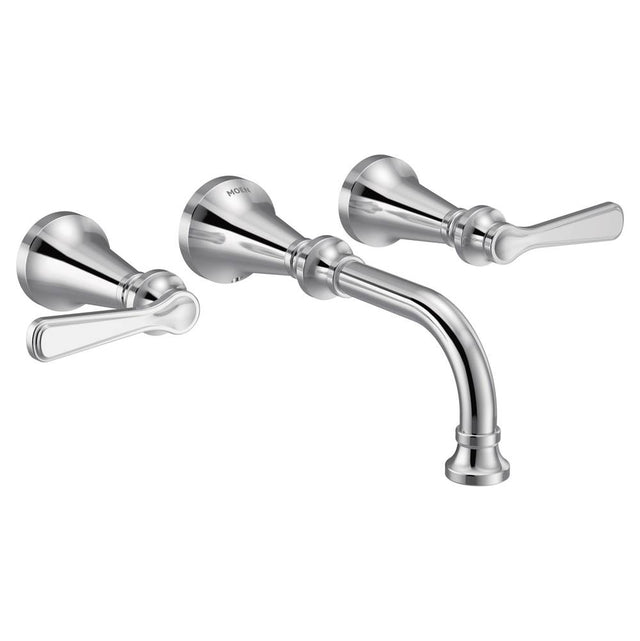 Moen - Colinet Traditional Lever Handle Wall Mount Bathroom Faucet Trim, Valve Required, in Chrome - Chrome