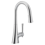 Moen - KURV Single-Handle Pull-Down Sprayer Kitchen Faucet with Reflex and Power Boost in Chrome - Chrome