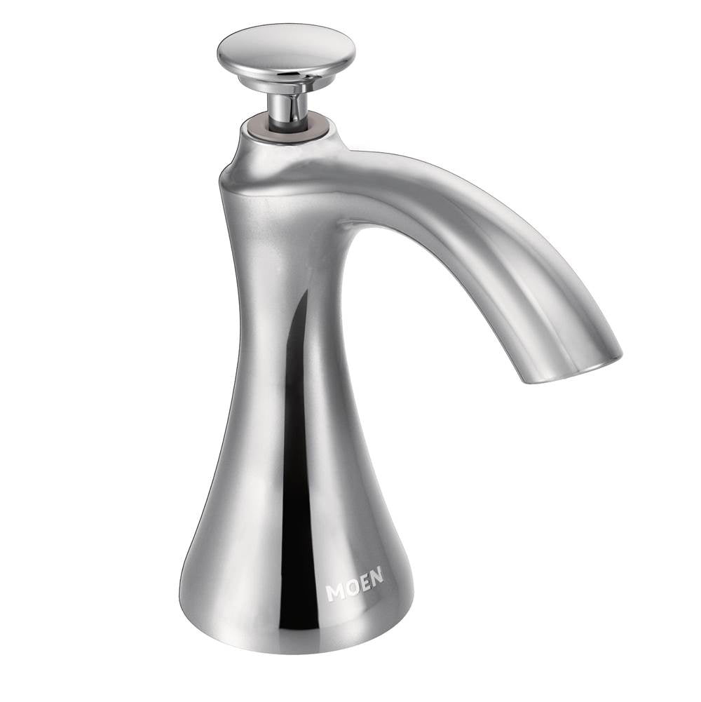 Moen - Transitional Deck Mounted Kitchen Soap Dispenser with Above the Sink Refillable Bottle, Chrome - Chrome