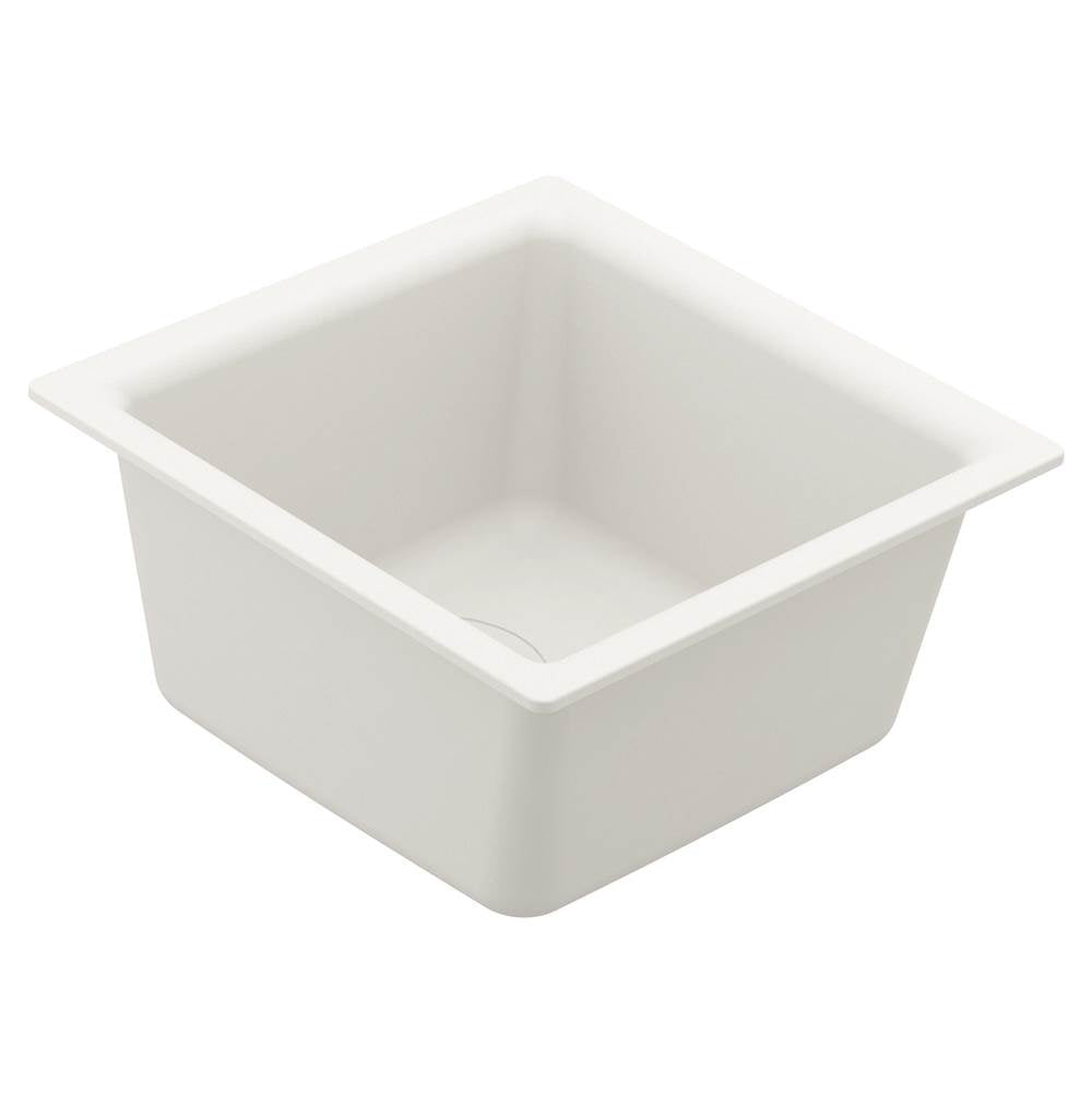 Moen - 15.75-Inch Wide x 7-Inch Deep Dual Mount Granite Single Bowl Kitchen or Bar Sink, White - White