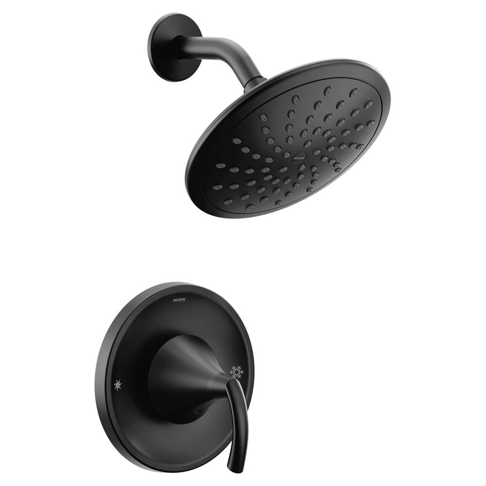 Moen - Glyde Posi-Temp Rain Shower 1-Handle Shower Only Faucet Trim Kit in Matte Black (Valve Sold Separately) - Matte Black