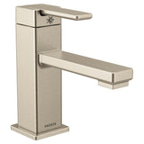Moen - 90 Degree One-Handle Single Hole Modern Bathroom Sink Faucet, Brushed Nickel - Brushed Nickel