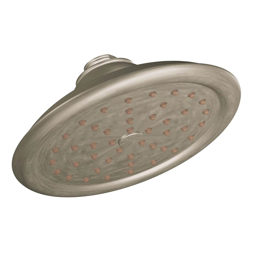 Moen - ExactTemp 7'' One-Function Rainshower Showerhead with Immersion Technology at 2.5 GPM Flow Rate, Brushed Nickel - Brushed Nickel