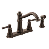 Moen - Belfield Traditional Two Handle High Arc Kitchen Faucet with Side Spray, Oil Rubbed Bronze - Oil Rubbed Bronze