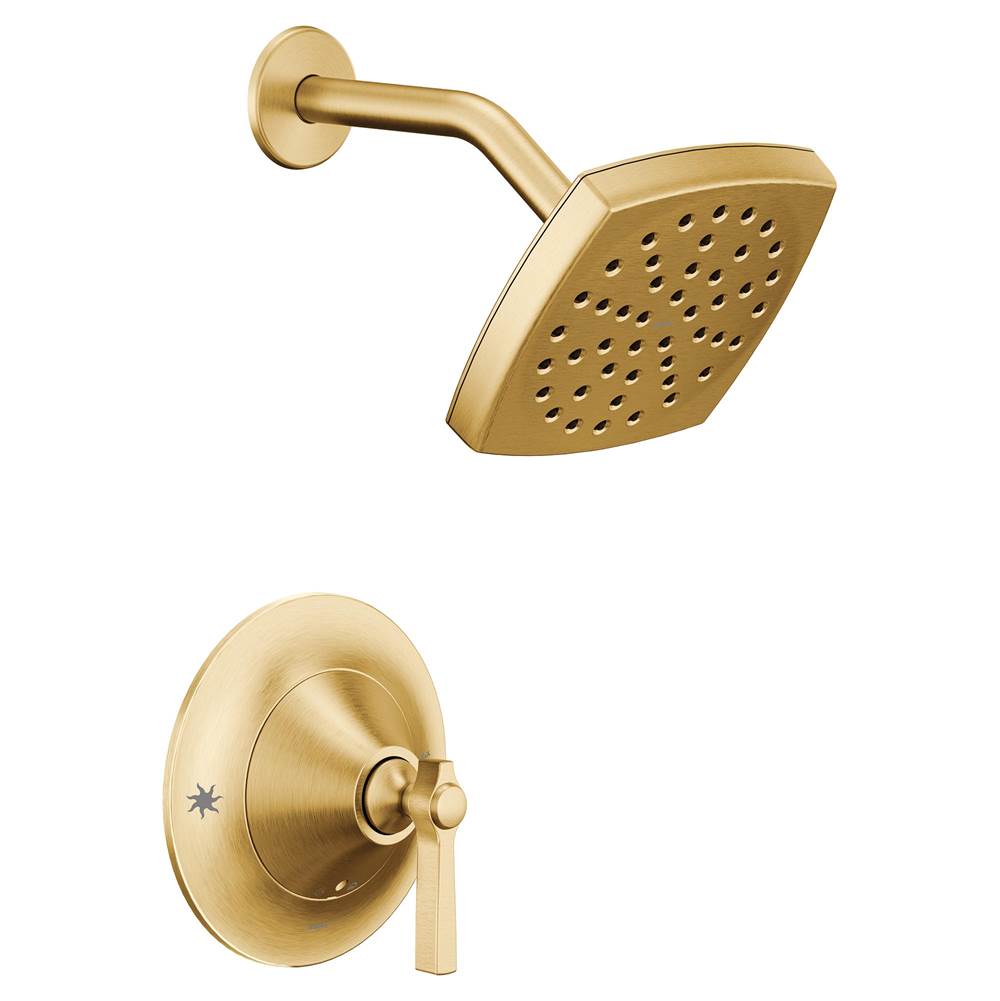 Moen - Flara Posi-Temp Rain Shower 1-Handle Eco-Performance Shower Only Faucet Trim Kit in Brushed Gold (Valve Sold Separately) - Brushed Gold