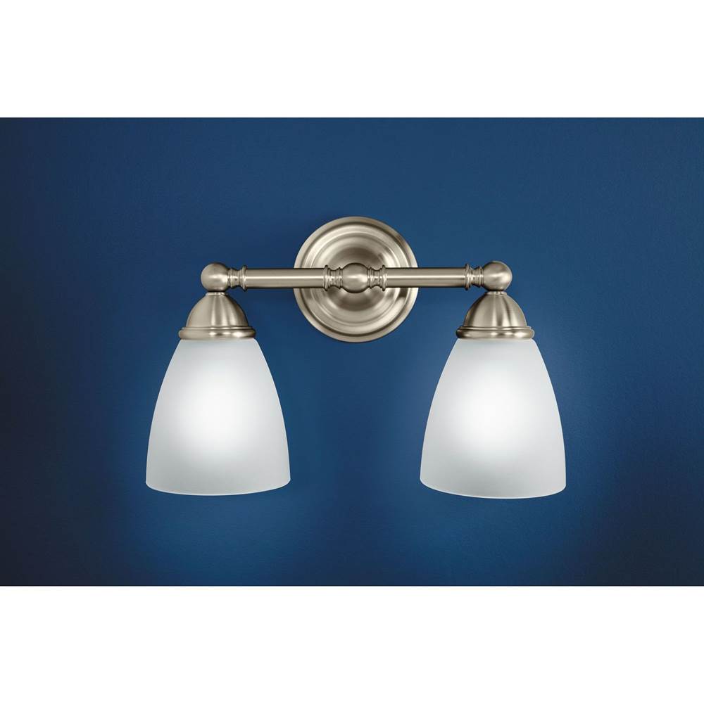 Brushed Nickel Two Globe Bath Light
